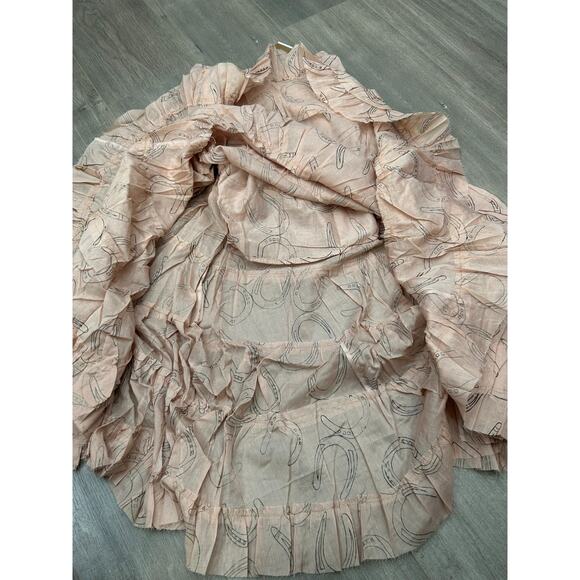 Raj Womens Pink Horse Shoe Print Elastic Waist Tiered Maxi Skirt One Size NWT - Picture 3 of 7